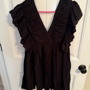 Chic Black Ruffled Dress